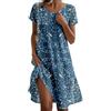 Luadnysin Vestiti Estivi Donna Abito Cerimonia Premaman Modelli Lunghi Eleganti Curvy Abiti Boho Chic Gli da Cocktail Vestito Elegante Taglie Forti Sposa Seconde Nozze con Gonna Ampia,Blue,Blu,S