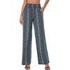 EXCHIC Donne Gamba Dritta Sciolto Boho Yoga Pantaloni Casual Elastico Vita Pantaloni con Tasche (S, Series 2#17)