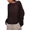 LIEROLYE Maglione In Maglia A Rete Trasparente Da Donna, Maglioni Oversize Leggero E Trasparente, Maglione Casual A Maniche Lunghe Con Motivo Traforato(Brown,M)