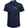 PADOLA Camicia Uomo Button Down con Tasca Camicie da Lavoro a Maniche Corte Tops vestibilità Regolare(S,Blu Navy)