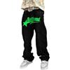 Gefomuofe Jeans Baggy da Uomo Y2k con Stampa Hip Hop, Baggy Star, Cargo Jeans, Pantaloni ampi con Scritta sul Davanti, Loose Fit, Jeans Nero, Pantaloni da Tempo Libero per Ragazzi e Uomini, H verde