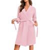 Ekouaer Accappatoio Donna Nido d'Ape Corta Vestaglia Leggero Morbida con Tasca Kimono Vestaglie Maniche a 3/4