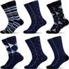 WeciBor 6 paia di calzini da uomo in cotone pettinato senza cuciture motivo comfort traspiranti, Navy Geometrico 6M, 43-46