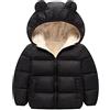 Generico Tuta da Neve Invernale Imbottita per Bambini con Cappuccio Decorato Orecchie Orso Giacca Calda Capispalla Protettivo Neonati Maschi e Femmine (Black, 3-4 Years)