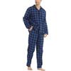 LNFINTDO Pigiama da uomo in flanella di cotone, a quadri, con tasca, a maniche lunghe, top e pantaloni, 2 pezzi, biancheria da notte morbida invernale calda