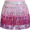 jerbro Gonna da donna con paillette, gonna con paillettes, per danza del ventre, costume da cowgirl, abito da ballo, costume da donna e ragazza, Rosa Rosso Viola, M