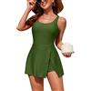 SHEKINI Costume da Bagno Donna Intero con Tasca Design Diviso Costume Intero Donna con Gonna