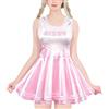 LittleForBig Minigonna aderente senza maniche in raso lucido unisex, rosa, L