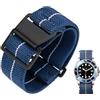 BINLUN Cinturino per Orologio in Nylon Elastico di Ricambio Militare Cinturino a Strappo Paracadute Marina Nazionale per Uomo Donna Fibbia Nero/Argento 18/20/22mm