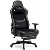 JUMMICO Sedia da Gaming XL Ergonomica per Adulti, Poltrona Ufficio Rinforzata 200kg, Braccioli 2D, Poggiapiedi Retrattile, Schienale Reclinabile 90-170°, Nero