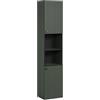 trendteam smart living - PureBliss - Mobile alto - Verde - Effetto scanalato - 2 scomparti aperti + 4 ripiani - 40 x 186 x 31 cm - Armadietto bagno con eleganti manici in metallo