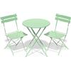RELAX FIELD Set di mobili da giardino resistenti alle intemperie, set di mobili da balcone, 3 pezzi, per balcone piccolo, tavolo da bistrot con 2 sedie, pieghevole, colore verde