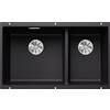 Blanco Lavello a due vasche SUBLINE 430/270-U Platinum 5525991 finitura nero da 75x46 cm - Sottotop