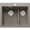 Blanco Lavello a una vasca con vaschetta PLEON 6 SPLIT Total Black 2521696 finitura tartufo da 61x51 cm - Sopratop