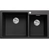 Blanco Lavello due vasche (vasca grande sx) PLEON 9 Total Black 2527637 finitura antracite da 86x50 cm - Sopratop