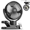 Minthouz Ventilatore da tavolo con clip, 8000 mAh, USB da 15,2 cm, 4 livelli di vento, max 38 ore di autonomia, illuminazione, timer, rotazione a 360°, ventilatore portatile per ufficio, passeggino
