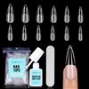 TOMICCA 240 pezzi di unghie finte con 7g di colla, unghie stiletto lunghe - 12 misure, set di unghie finte full cover semi-opaco, interno opaco e senza lima per nail art fai da te a casa o in salone