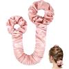 DUFYOC Bigodino Lungo per Boccoli Senza Calore, Heatless Curls per Capelli Mossi e Voluminosi, Bigodini Grandi Morbidi per Dormire, Fascia Arricciacapelli per Onde Definite, Rosa, Taglia Grande