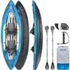 AQUASTIC Kayak Delf 11'0 Kayak gonfiabile per 2 persone in set con due posti, pompa, pinna e copertura da acqua blu con dimensioni 335x96 cm Perfetto per rafting e gite Robusto materiale in PVC