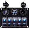 OKUMEYR Pannello Nero 12v Interruttori Combinato 5 Vie 24v 2 USB