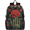 Linnyio Rose Rosse Mani Verdi Scure Zaino Pieghevole Impermeabile e Leggero,Ideale per Escursioni Viaggi e Campeggio