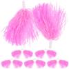 WRITWAA 12 Pezzi Pompom Cheerleader Rosa in Plastica Manico per Danza | Accessori Party, di Decorazioni Compleanno, Giochi per Feste, Accessori Cheerleader Bambina, Back To School Party