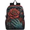 Linnyio Mano Verde Rosa Rossa Zaino Pieghevole Impermeabile e Leggero,Ideale per Escursioni Viaggi e Campeggio