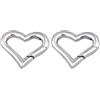 CAXUSD 2 Pezzi Moschettone a Forma di Cuore in Acciaio Inox Argento | Chiusura a Molla Gancio di Bloccaggio, Uso Viaggio e Pesca, Finitura Antiruggine e Sbiadire