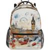 Linnyio Acquerello Big Ben Zaino Scolastico per Ragazzi Ragazze,Borse per Libri e Studenti Alla Moda London