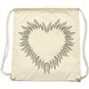 PREMYO Borsa da Palestra Sacca Zaino Sportiva con Scritta Stampa Cuore di Piume Borsone Zainetto Chiusura a Cordoni Gym Bag Tela Cotone Naturale