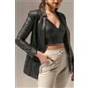 Fatto a mano Blazer da donna elegante di design nero da indossare in pura pelle di...