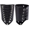 GORGECRAFT 2PCS Bracciale In Pelle Bracciale Da Polso Bracciale Medievale Vambrace Parabraccia In Pelle Unisex Polsini In Pelle Bracciale Gioielli Costume Kit per Uomo(Nero)