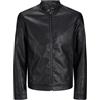 JACK & JONES JACK&JONES PLUS JJEDYLAN CLEAN PU Jacket PLS giacca in pelle, nero, 4XL, Nero, XXXXL