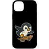 penguin skater cool bird icy style skate Custodia per iPhone 14 Plus Pinguino Skateboard Retro Cartoon