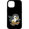 penguin skater cool bird icy style skate Custodia per iPhone 15 Pinguino Skateboard Retro Cartoon