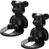 Aomhrek 2 Pezzi Fermaporta Autoadesivo A Forma di Orso dei Cartoni Animati, Supporto Magnetico per Porta Resistente, Fermaporta Colore Nero Senza Foratura, Fermaporta Resistente e Invisibile