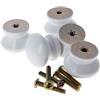 MroMax - Manopole rotonde in legno, diametro 27,5 mm, per mobili da cucina, per cassettiere, cassetti, armadi, 10 pezzi, colore: bianco