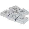 MroMax - Dado quadrato M6 x 12 x 4 mm, dadi filettati a macchina con dadi di fissaggio, in acciaio al carbonio, tonalità argento, 5 pezzi