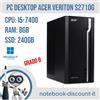 Acer Veriton S2610G Desktop PC Cpu i5-7400 Ram 8Gb DDR4 SSD 240Gb Win 11 Pro