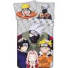 Jerry Fabrics Set di biancheria da letto per bambini, copripiumino 140 x 200 cm e federa 70 x 90 cm, motivo Naruto, 100% cotone, per ragazzi e ragazze