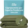 Ella Copripiumino 200 x 200 cm per coperta ponderata per adulti, 100% cotone, ideale per coperte ponderate da 11 kg e 13 kg, colore: verde oliva