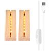 Vegena 2 basi per display a LED, base in legno con luce a LED, base rettangolare in legno con USB per piastra in acrilico, piastra in vetro (15 cm di lunghezza, bianco caldo)