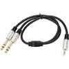 Airshi Cavo Jack da 3,5 Mm a 6,35 Mm, Robusto Maschio a Maschio Doppio Cavo Splitter a Y da 3,5 Mm a 6,35 Mm per Chitarra per Altoparlante