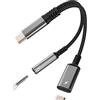 Kefiany Adattatore da USB C a jack per cuffie da 3,5 mm (2 in 1) porta di ricarica per iPhone 16 15 Pro Max compatibile per Samsung S24 S23 Tipo C AUX DAC Cavo audio stereo Splitter Android Cable Converter