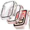 Goton Confezione da 2 custodie per Apple Watch 40 mm SE (2nd Gen) serie 6 5 4 pellicole protettive per schermo da donna con strass glitterati e strass, per accessori iWatch 40 mm Starlight+oro rosa