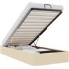 vidaXL Bedframe zonder matras 100x200 cm stof crèmekleurig
