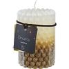 Magie di Natale Candela Decorativa in Cera Rigata con Glitter (Piccola, Bianca e Oro)