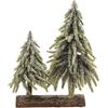Magie di Natale Alberelli di Natale innevati con Base in Legno in PE Effetto Real Touch h 23 cm