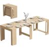 HOMCOM Tavolo da Pranzo Allungabile 48-240x90cm per 10 Marrone Chiaro | Tavolo Consolle Allungabile Rettangolare Salvaspazio, 4 Prolunghe, Soggiorno Cucina, Effetto Legno