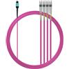 Elfcam - Cavo in fibra ottica da MPO/APC a LC/UPC 8 fibre 15M multimodale tipo B - 3,0 mm LSZH OM4 50/125 µm senza pin, compatibile 40G/100G/200G/400G/800G/1.6T